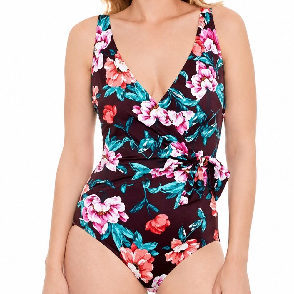 Floral Tummy Control One Piece Swimsuit 1X